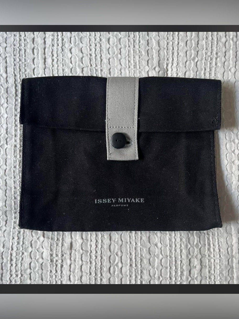 Issey Miyake Black Canvas Travel Pouch with Gray Strap